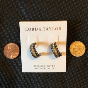 Marcasite Sterling Silver small Hoop Earrings NWT